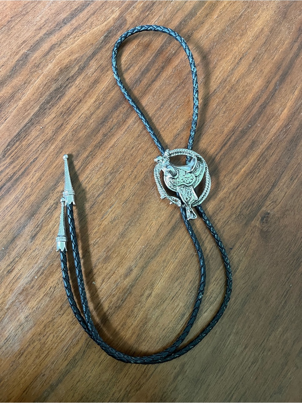 Western Bolo Tie with Silver-Tone Horse Concho